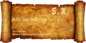 Béky Márk névjegykártya